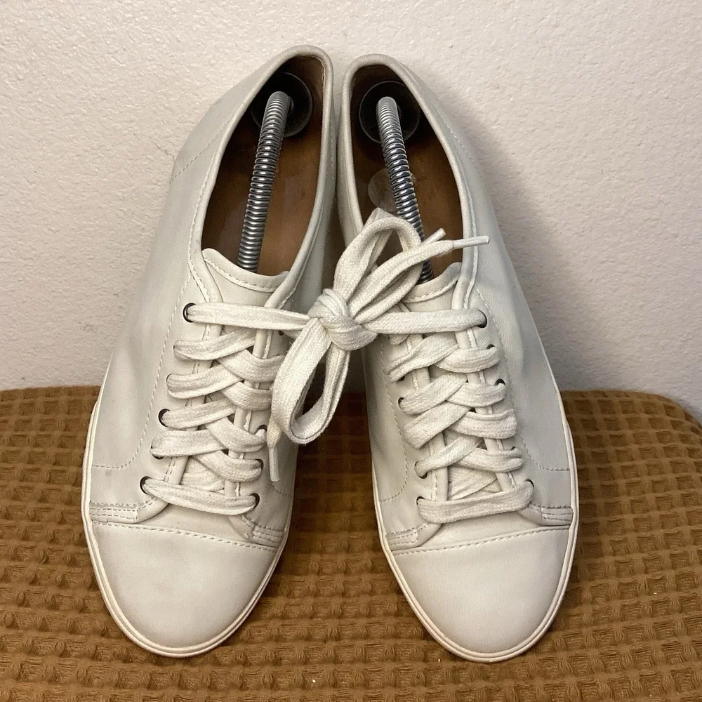 Frye Womens Mindy White Womens Sz 10 White Low Leather Lace Up Sneaker Shoes